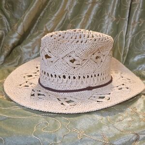 Beige Crochet Sun Hat
